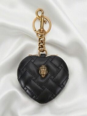 NWT Kurt Geiger Kensington Black Heart Mirror Bag Charm